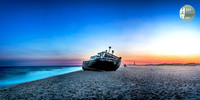 Beached Shipwreck at Sunset