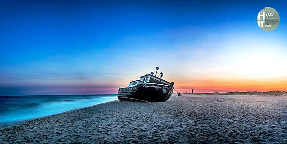 Beached Shipwreck at Sunset