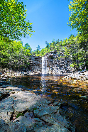 Wide angle photograph of Awosting Falls in Minnewaska State Park Preserve in New York State